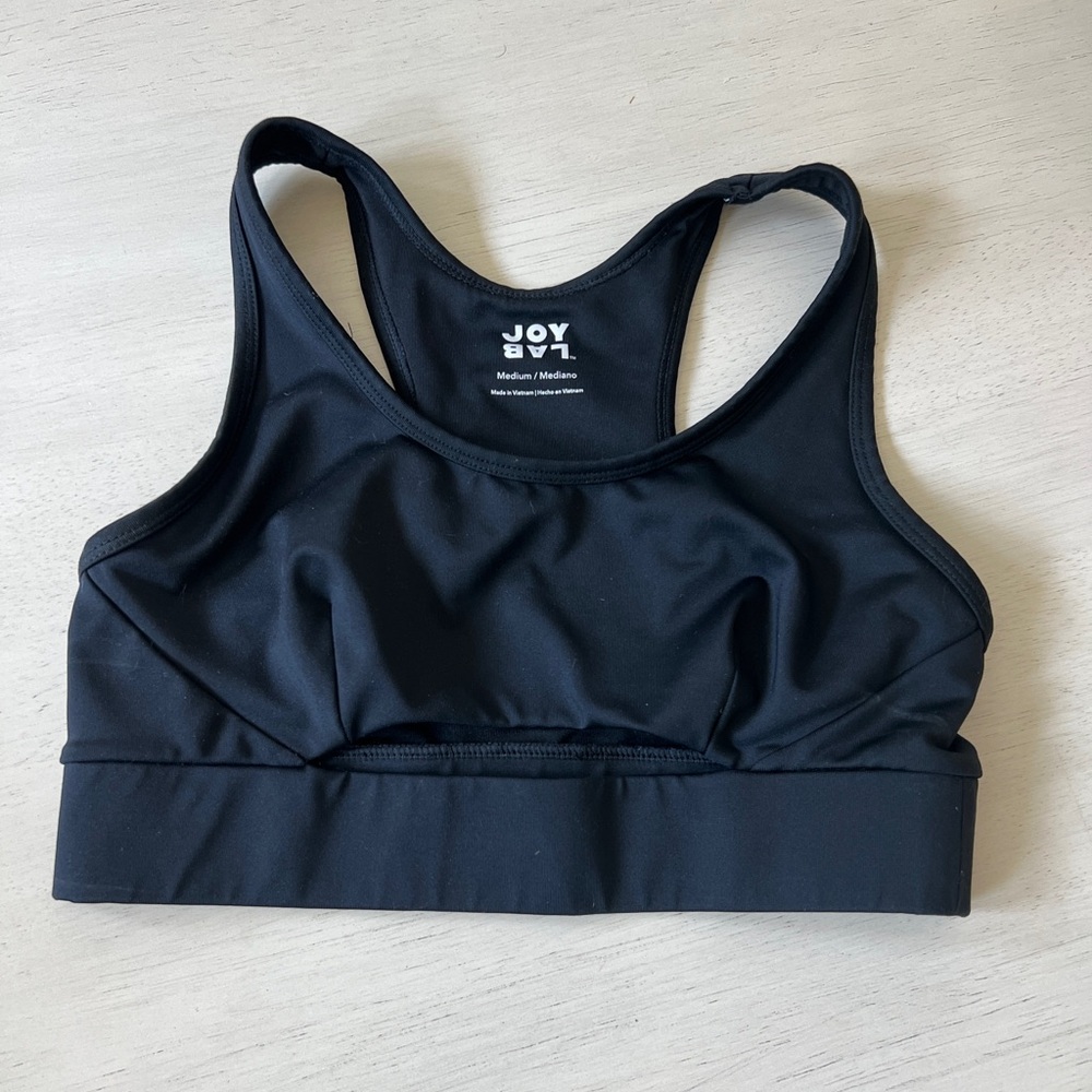 Joy Lab Black Sports Bra Size M with Front Cutout